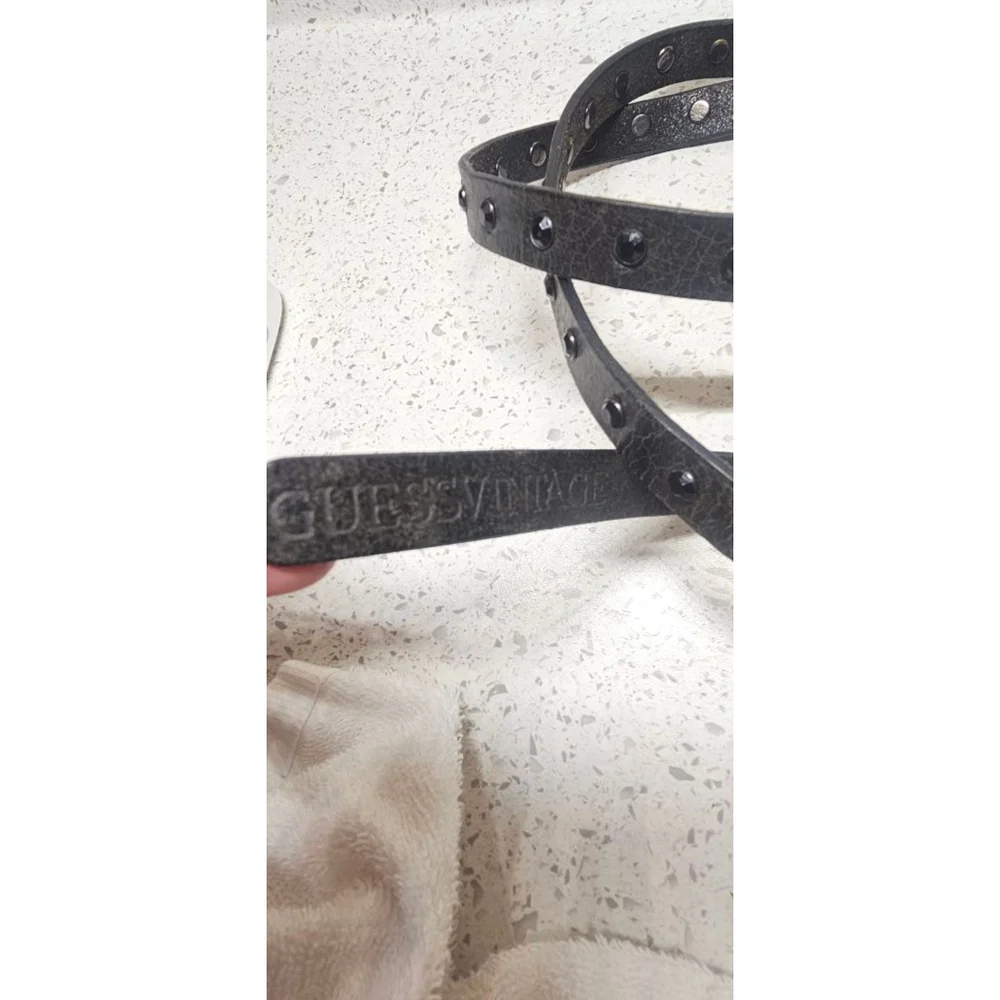 Women's Guess Black Leather Belt with Studs Size M 33inch-37inch